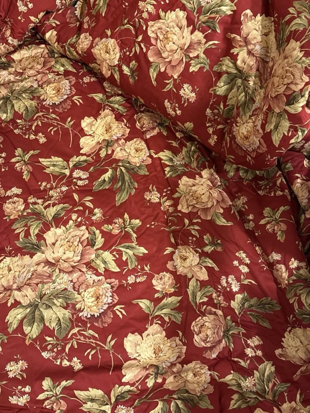 Waverly Forever Yours Burgundy Sham with a ruffled edge